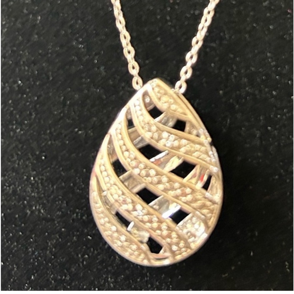 Diamond Accent Sterling Silver Teardrop Necklace